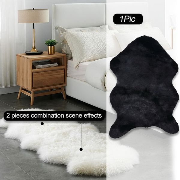 Pad Soft Carpet Hairy Plain Skin Fur Wool Plain Fluffy Rugs Bedroom Carpet Mats