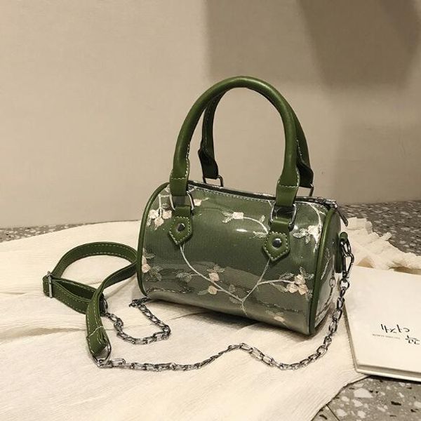 

pvc pillow bag women shoulder bags crossbody gauze flower embroidery lady travel handbags chain bag