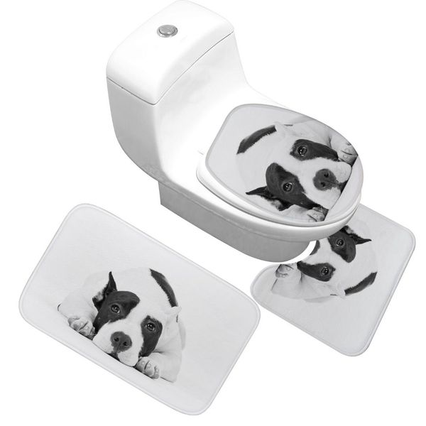 

набор для ванной комнаты 3 шт. декоративная собачья фотография туалетная крышка противоскользящая коврик для ванной u-образный коврик для ун