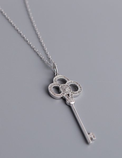 

замок ожерелье женщины мужчины s925 sterling silver key chain long 40-75cm регулируемое для женщин лаки подарка ювелирных изделий