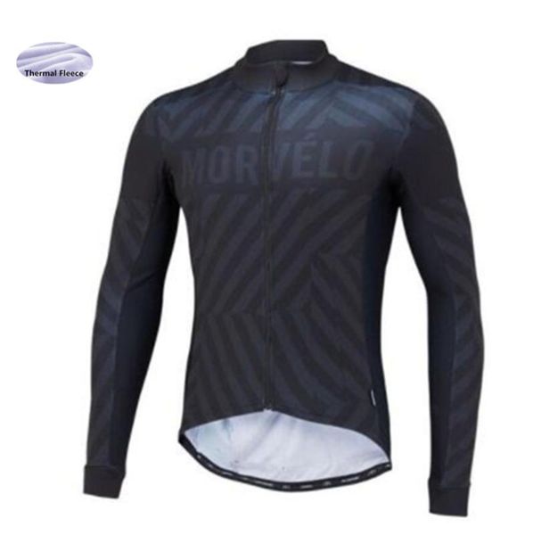 

cycling shirts & morvelo winter thermal fleece men's jersey long sleeve jacket ropa ciclismo bicycle wear bike clothing maillot 2021, Black
