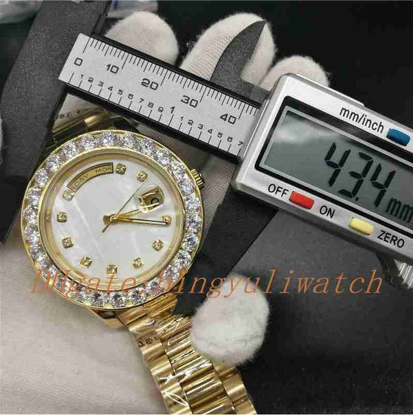 

9 styles new big diamonds dial 44mm rose gold steel watch sapphire glass original clasp automatic movement christmas diving men watch, Slivery;brown
