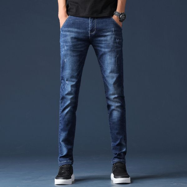 

2020 spring men jeans business casual straight slim fit blue jeans stretch denim pants trousers classic cowboys young man