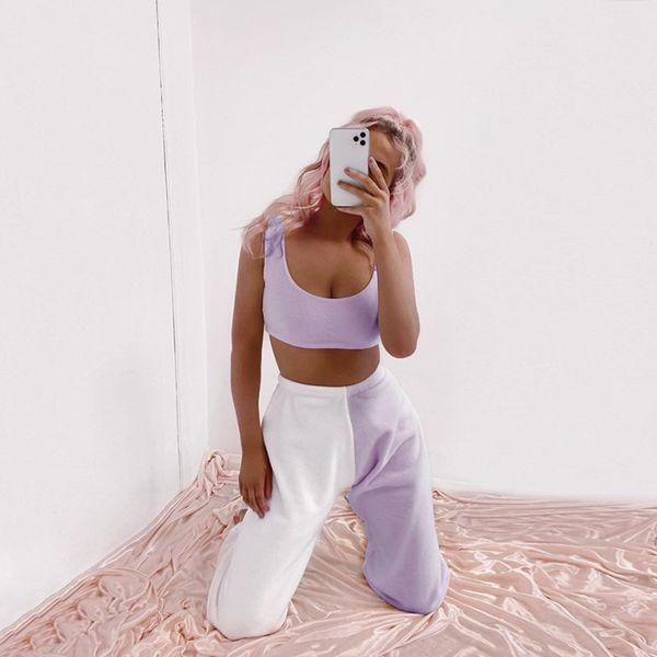 

new women's wear high-waisted corset trousers with contrasting colours, Black;white