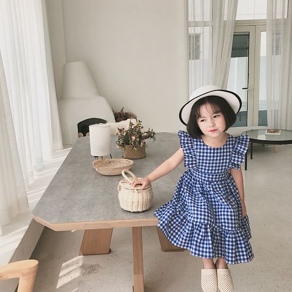 

2020 korea style baby girls plaid dress summer kids girls dresses 1-7 years, Red;yellow