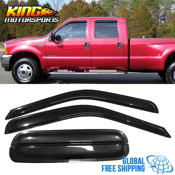 

fits 99-16 f250 f350 f450 f550 crew cab acrylic window visors 4pc set global ing
