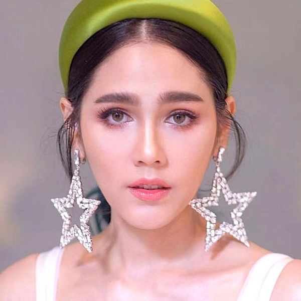 

dvacaman crystal big earrings for women wedding baroque hollow star geometric statement earrings christmas gift jewelry, Silver