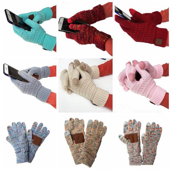 

knitting touch screen glove capacitive gloves women winter warm wool gloves antiskid knitted telefingers glove christmas gifts jj20070, Blue;gray