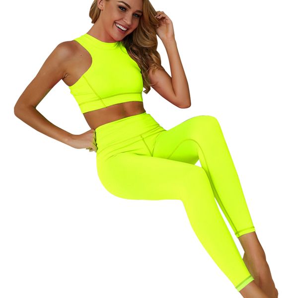 

women fitness running back zipper t-shirt legging fluorescent jogging gym workout clothes yoga set sports athletic solid, White;red