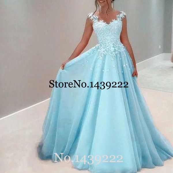 

light blue evening dresses lace appliques pleat women saudi arabic special occasion evening formal party gown dresses, White;black
