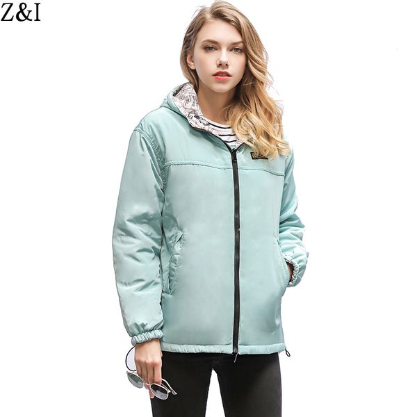 

2019 europe and america autumn and winter women's dress new style hooded large size thin women's short cotton-padded clothes cot, Blue;black