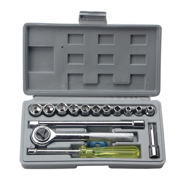 

17pc spanner socket set 1/4 inch car vehicle motorcycle repair ratchet wrench set cr-v hand tools combination bit tool kit