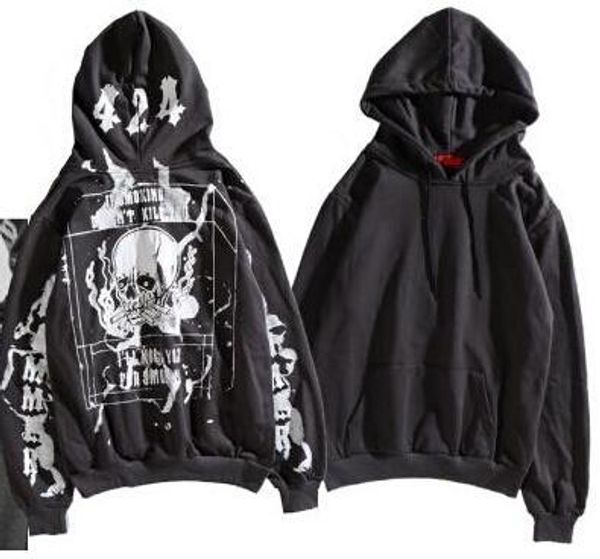 

граффити черепа дизайн 424 печатных мужская мода толстовки женщин вскользь high street пуловер с капюшоном любителей толстовки, Black