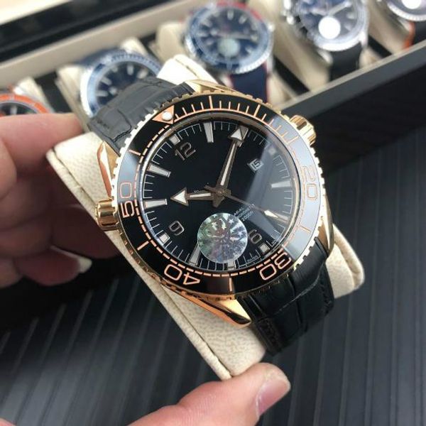 

ga750 mechanical wrist watch 44mm13mm western tiecheng automatic movement blue - ray - plated glass - ceramic ring mouth 316 fine steel cas, Slivery;brown