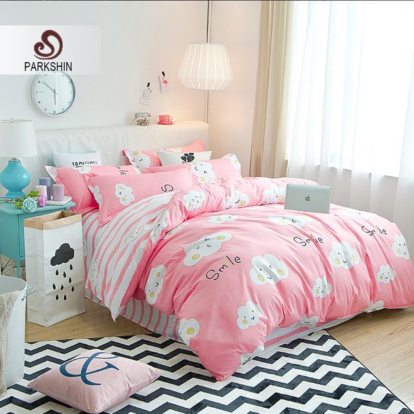 

parkshin home textiles bedding sets 3/4pcs cartoon cloud smile children adulti ncluding bedspread underwear pillowcase cover set