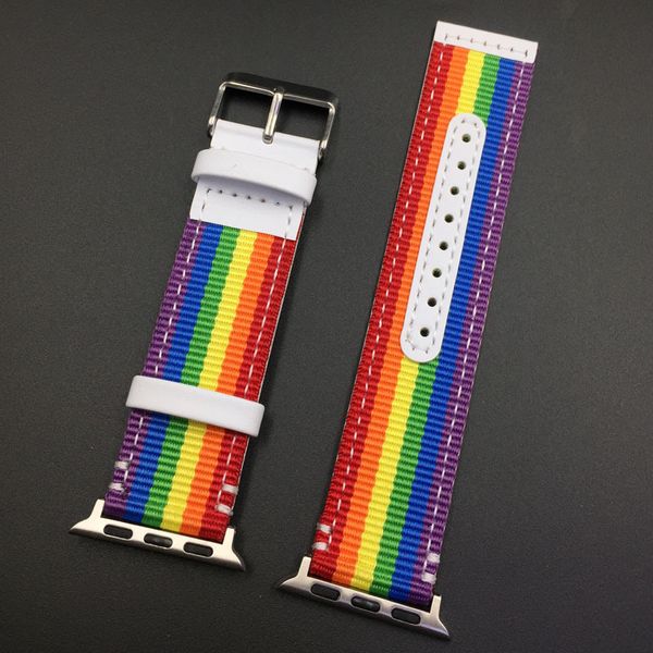 

Green and red tripe leather nylon iwatch trap leather watchband 42 44mm 38 40mm apple watch band leather nylon watch band