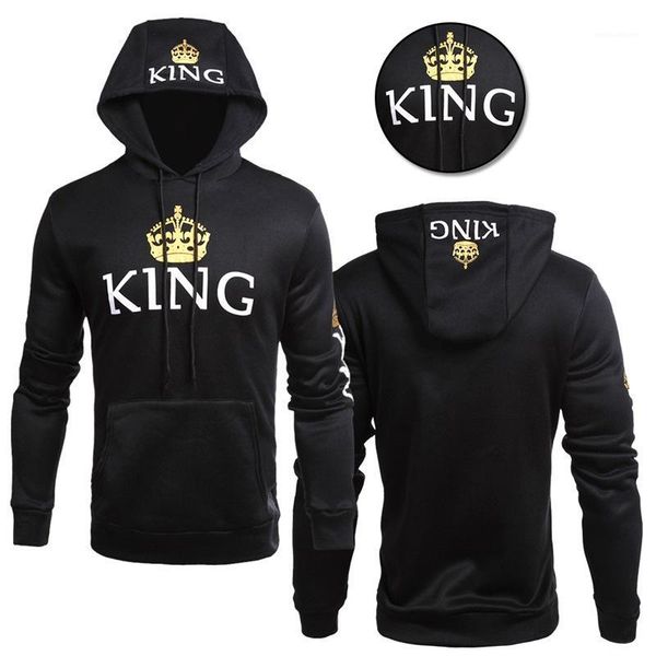

clothes sweatshirts queen king hooded pullovers mens women love hoodies couples matching, Black