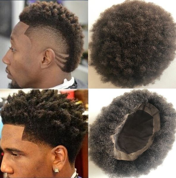 2019 Mens Hairpieces Afro Hair Mono Lace Toupee 2 Indian Virgin