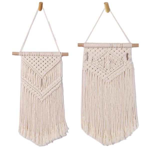 

2 pcs macrame wall hanging small woven tapestry wall art decor - beautiful for boho home decor, apartment, nursery, party decora other home