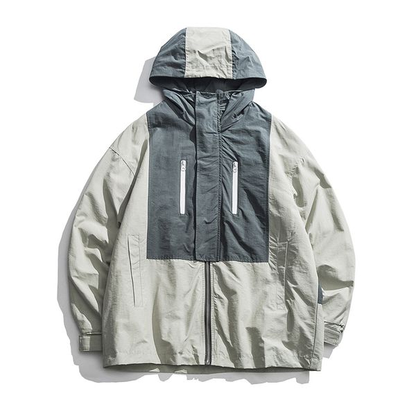 

kaiz carthane 2019 spring of origional popular brand men's contrast color joint multi-pockets zipper hooded jacket jk07, Black;brown