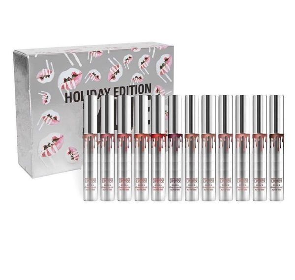 

10set Новый горячий макияж 12 дней Рождества Помада Vault Праздник Помада 12pcs набор Matte L