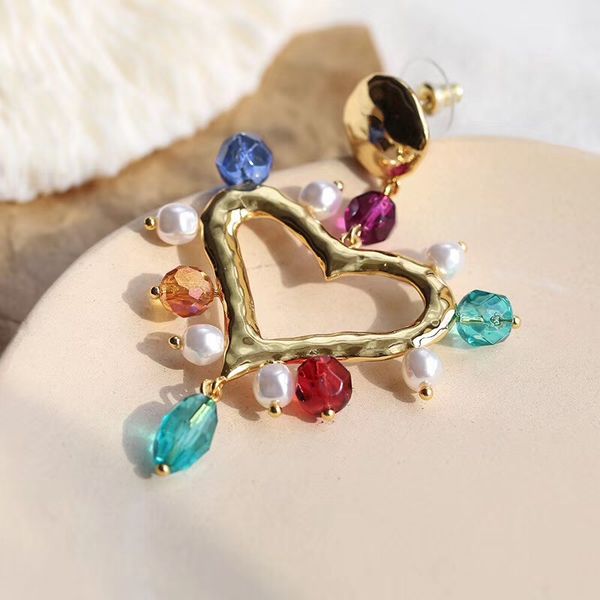 

fashion- charm earring with colorful beads and heart shape for women wedding jewelry ps6673a, Golden