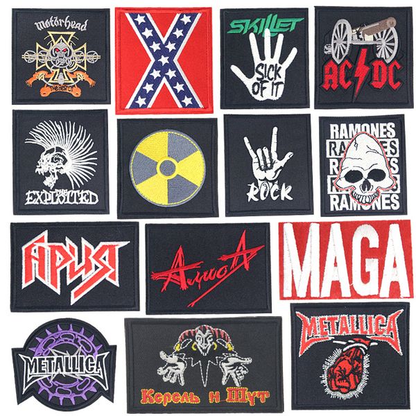 

rock band diy clothe embroidery punk pop music patch applique ironing clothing sewing supplies decorative badges patches, Black