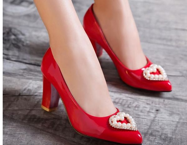 

women's shoes in spring and autumn high coarse heel pointed end@6062, Black