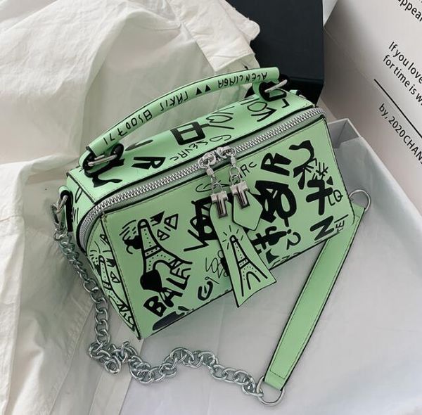 

designer luxury handbags purses women summer bag fashion graffiti chain shoulder bags ladies paris graffiti totes