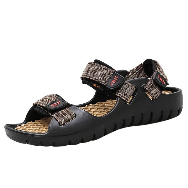 

vogue men sandals summer men shoes breathable vintage casual beach solid sports slippers outdoor large size flat jun21, Black
