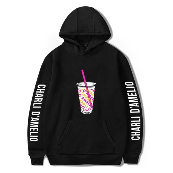 

2020 ice coffee charli damelio hooded sweatshirts hoodies pullover costume tracksuit coat oversize, Black