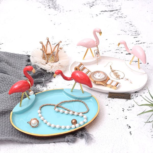 

[ddisplay]zinc alloy flamingo pendant jewelry display tray personalized blue bracelet display holder exquisite white earrings display stand, Black