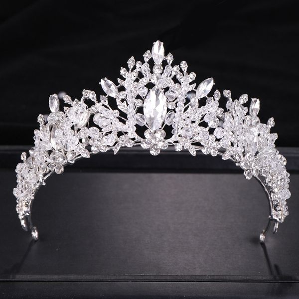 

silver fashion handmade wedding hair accessories crystal rhinestone queen tiaras and crowns women bridal hair jewelry pageant, White;golden