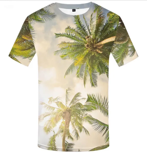 

fashion coconut trees t shirt sunlight beach tees hawaii clothes clothing tshirt men 3d t-shirt mens hip hop k796, White;black