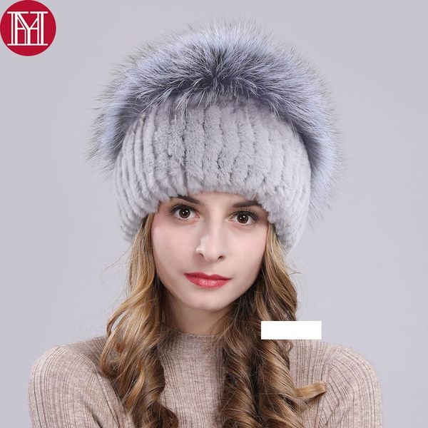 

2019 women warm genuine rex fur hat natural rex fur mushroom shape caps winter real beanies hats, Blue;gray