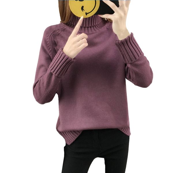 

jaycosin fashion women casual simple long sleeve turtleneck sweater stylish comfortable soft sweet solid color slim sweater top, White;black