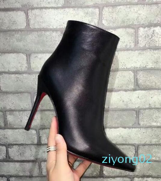 

2019 luxury black red leather with spikes pointed toes women ankle fashion designer ladies red bottom high heels shoes pumps 02z