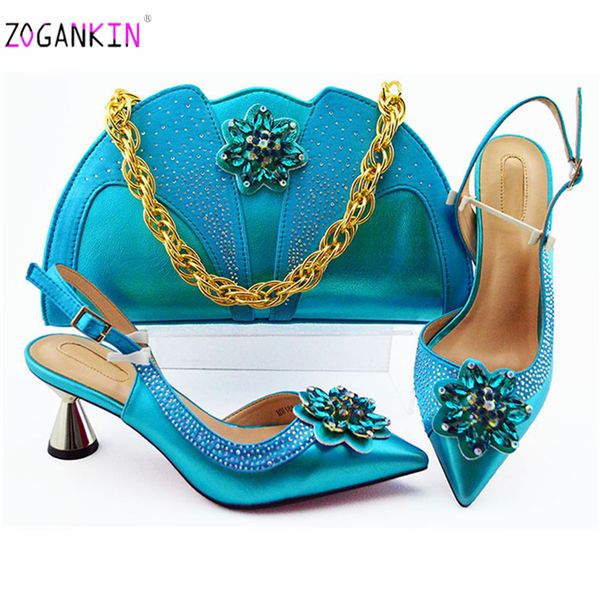 

blue color new design african elegant shoes and bag to match set italian comfortable heels party shoes and bag set for wedding, Black