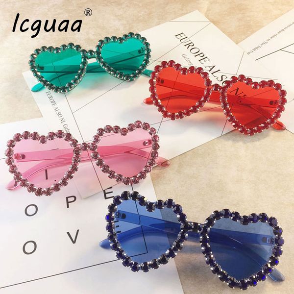 

frameless love heart shape sunglasses ocean lens vintage shades girls glasses, White;black