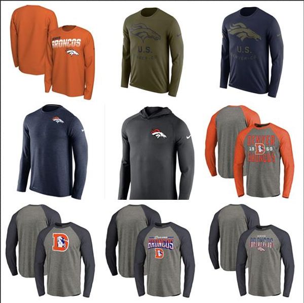 

2019 style denver men broncos salute to service-fit pro line by fanatics branded iconic color blocked long sleeve t-shirt-olive whit, Blue;black