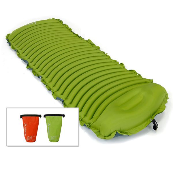 

lumiparty ultralight inflatable sleeping pad with built-in pillow portable fast filling massage mat backpacking camping hiking