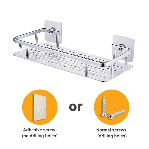 

shelf shower shelf adhesive aluminum shower caddy for shampoo holder kitchen rack storage organizer no drilling rectangle wall m