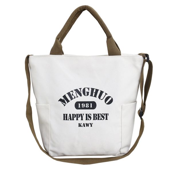 

high-quality women men handbags canvas casual tote reusable grocery high capacity shopping bag concise letter print crossbody