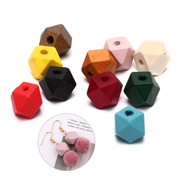 

50pcs natural wooden geometric spacers loose beads diy bracelet jewelry making