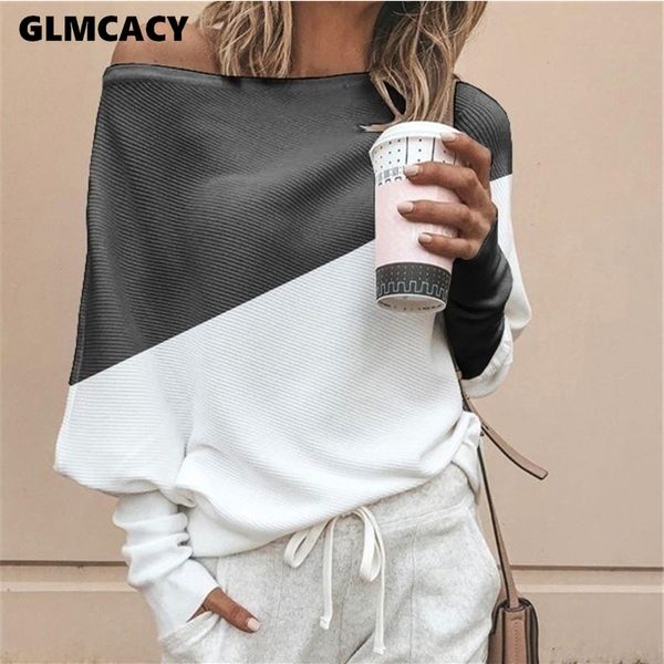 

women batwing sleeve casual loose sweater pullovers autumn off shoulder knitted sweater solid grey white knitwear jumper, White;black