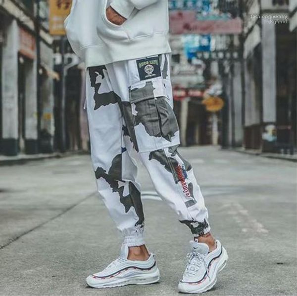 

panelled pencil pants fitness men fashion drawstring trousers hiphop clothing mens designer camouflage cargo pants embroidery, Black
