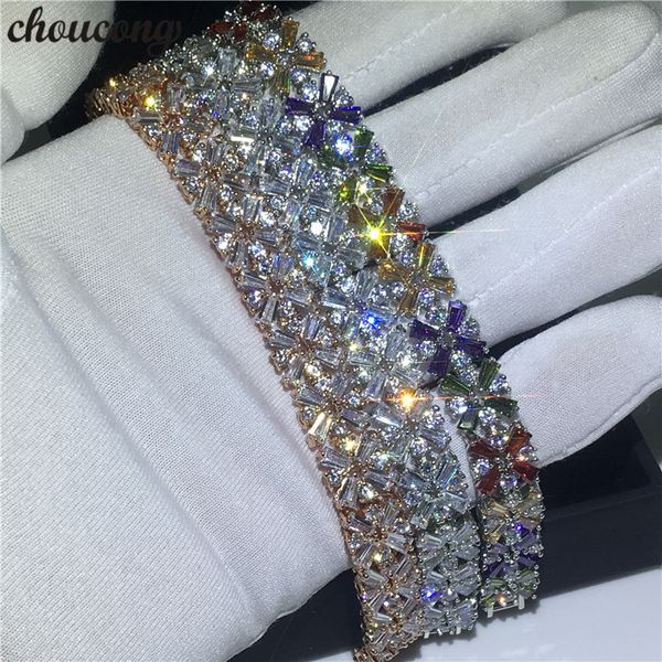 

choucong 3 colors flower shape bracelet 5a cubic zirconia white gold filled party wedding bracelets for women fashion jewerly, Golden;silver