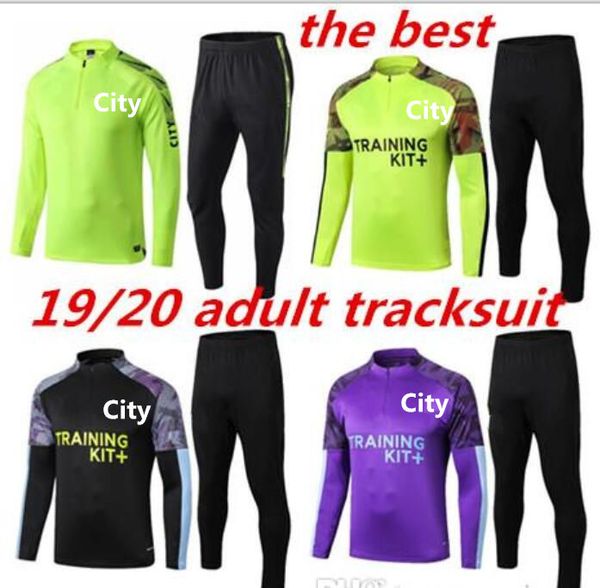 

2019 2020 mahrez g. jesus de bruyne soccer tracksuit set city calcio kun aguero football training suit jacket jogging chandal futbol, Black