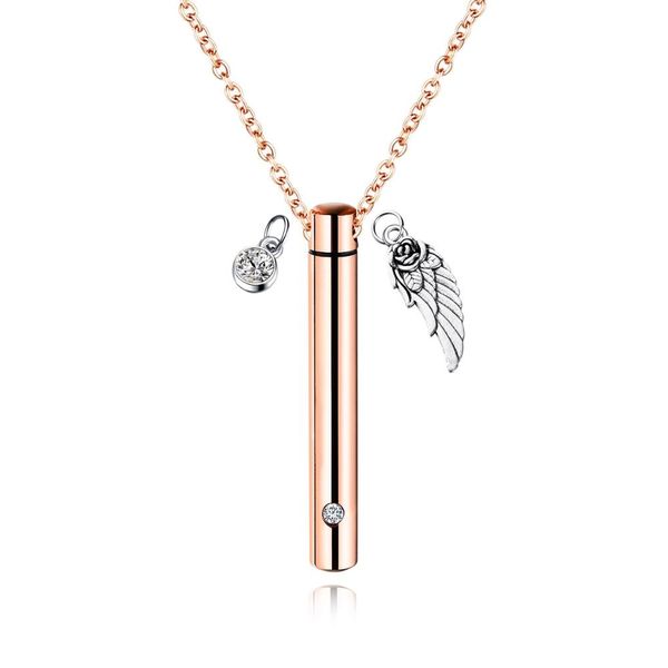

women love jewelry rose perfume bottle essential oil diffuser necklace silver stainless steel bottle necklace gift for men