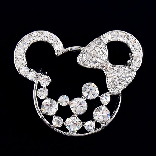

rhodium silver tone clear rhinestone crystal cute bear brooch children's gift, Gray